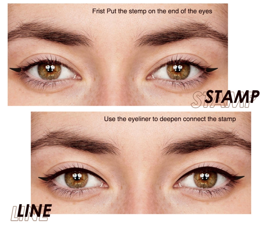 Eyeliner Stamp Black Liquid Eyeliner Pen Waterproof Fast Dry Double-ended Eye Liner Pencil Make-up for Women Cosmetics