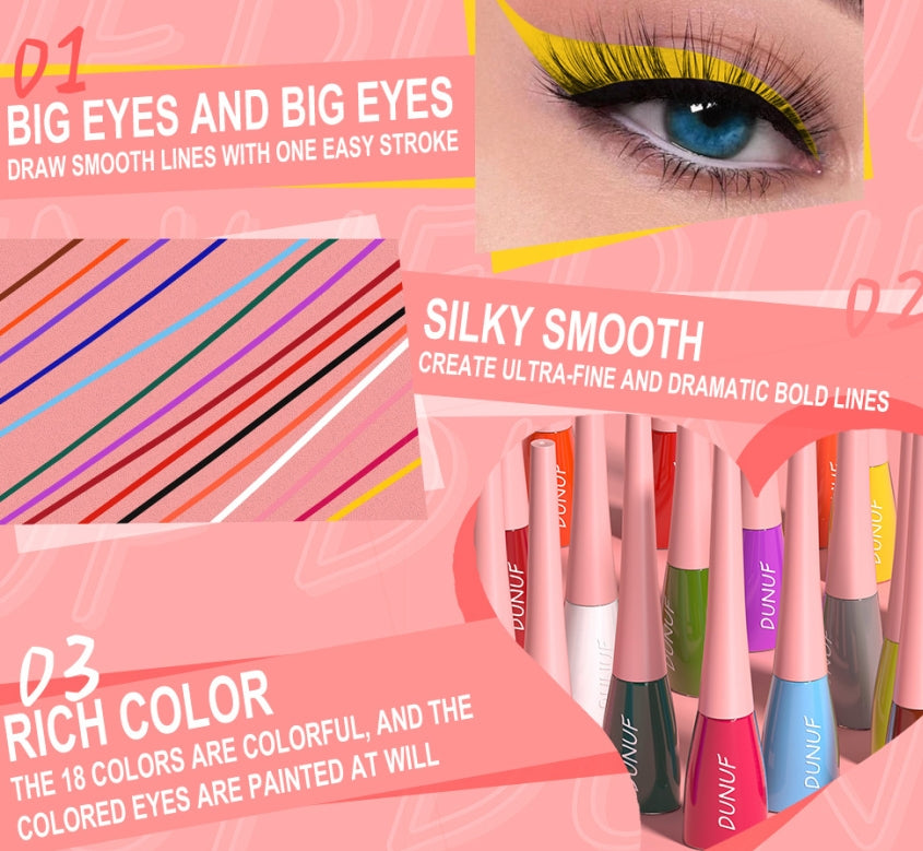 Matte Dark Green Liquid Eyeliner Pencil Waterproof Makeup Colorful Liquid Eye Liner Ultra-thin Long-Lasting Quick-Dry Eye Liner