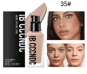 30ml Flawless Foundation Full Coverage Liquid Concealer Foundation For Light Dark Skin Tone Cover Pore Acne Makeup Waterproof