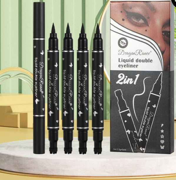 5pcs Liquid Double-Headed Waterproof Eyeliner Set Smudge-Proof Easy to Apply Natural Makeup Effect Beginner Essential Kit