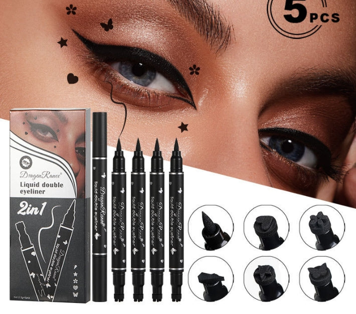 5pcs Liquid Double-Headed Waterproof Eyeliner Set Smudge-Proof Easy to Apply Natural Makeup Effect Beginner Essential Kit