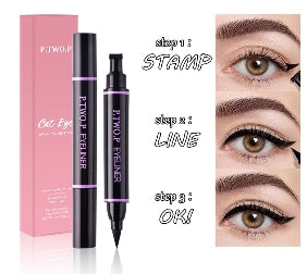 2 Pcs/Box Black Eyeliner Liquid Pencil Cat Eye Wings Eyeliner Stamp Waterproof Quick Drying Long Lasting for Eye Makeups
