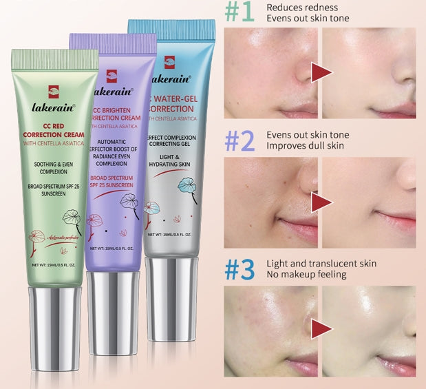 CC Red Correction Cream Liquid-Based Full Coverage Cream Waterproof Long-Lasting Correct Redness Foundation Korean Face Cosmetic