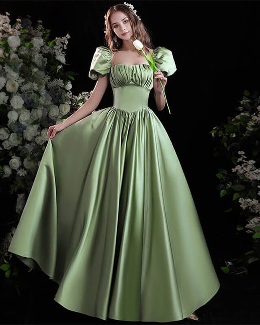 Beautiful Satin Formal Dress with Elegant Sleeves for Special Occasions and Parties