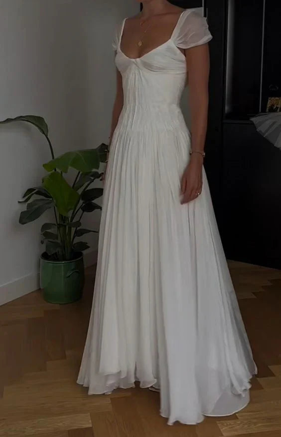 A-line Beautiful White Chiffon Wedding Dresses