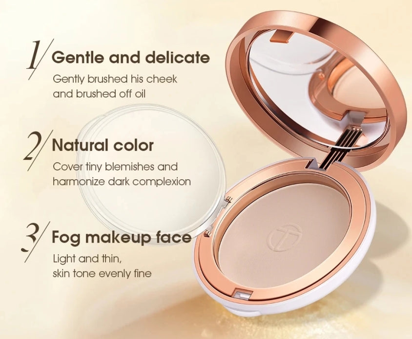 Oil-Control Face Pressed Powder Silk Smooth Makeup Setting Powder Waterproof Concealer Long Lasting Soft Face Powder