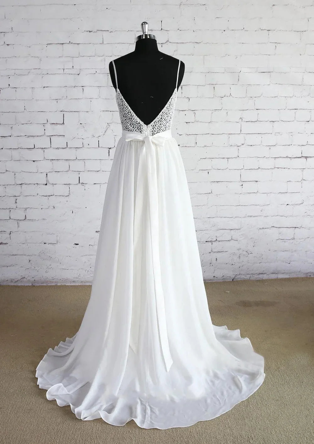 A-Line Lace Chiffon Wedding Dress