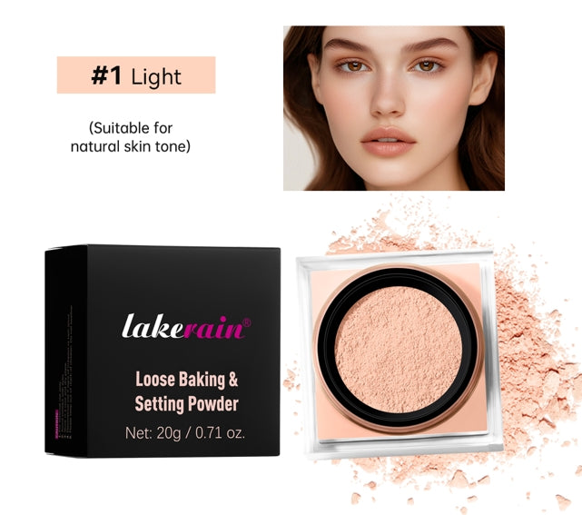 Loose Baking&Setting Powder Long Lasting Oil Control Natural Face Matte Waterproof BrighTening Loose Powder Makeup Cosmetics
