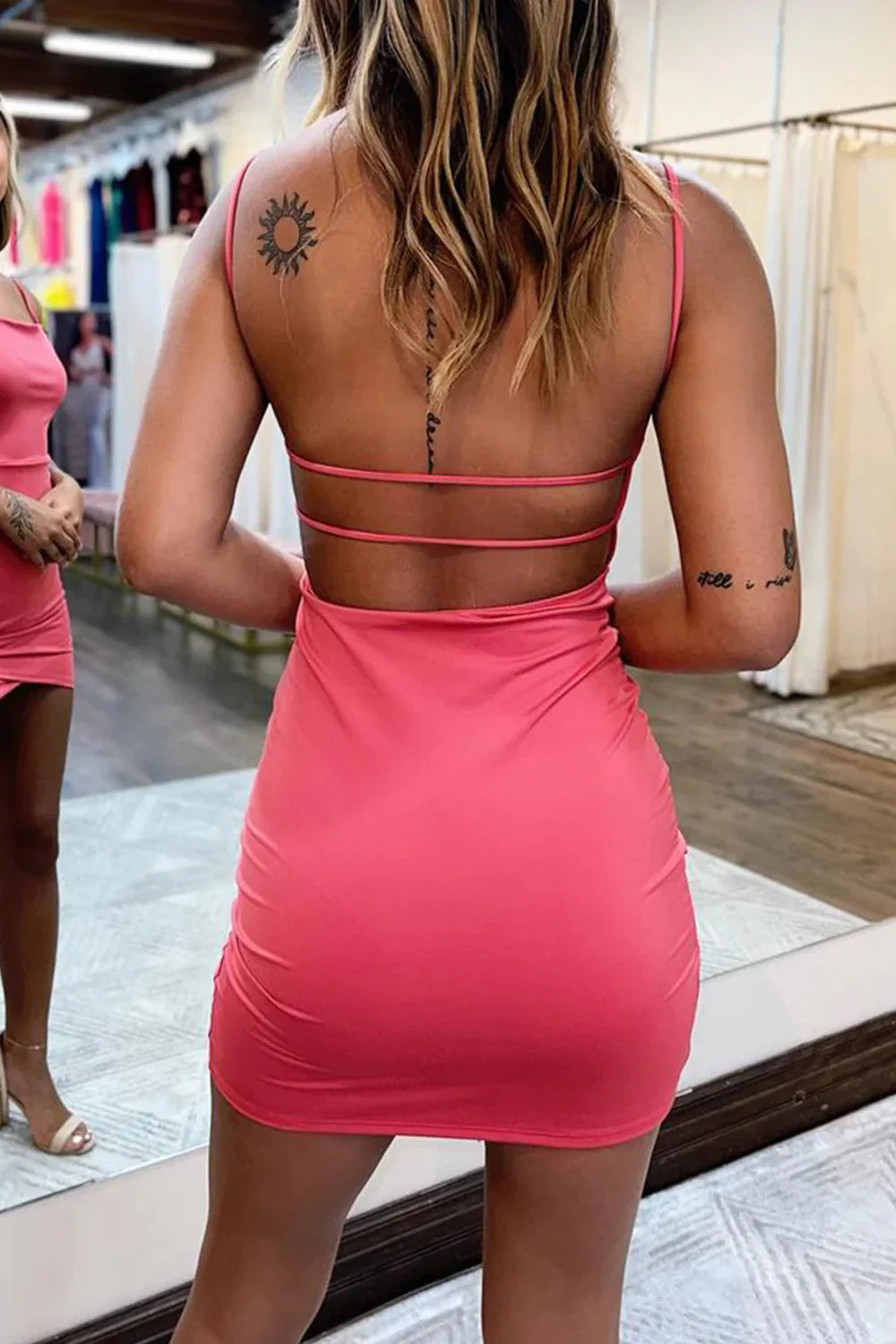 Simple Open Back Short Homecoming Dresses