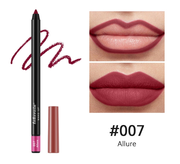 12 Colors Matte Lipliner Pencil Red Contour Tint Lipstick Waterproof Long Lasting Non-stick Cup Moisturising Lips Makeup