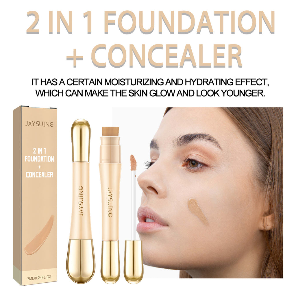 7ml 2in1 Concealer Foundation Makeup Pen Dark Circle Cover Blemish Long-Lasting Concealing Face Brightening Contouring