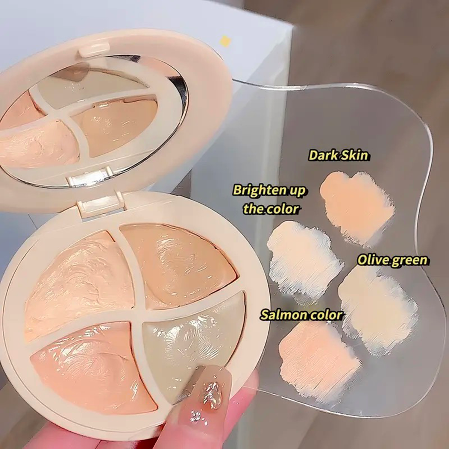 Four-Color Concealer Cream Moisturizing Concealer for Dark Circles,Brightening,Multi-Color Contouring,Foundation Cream