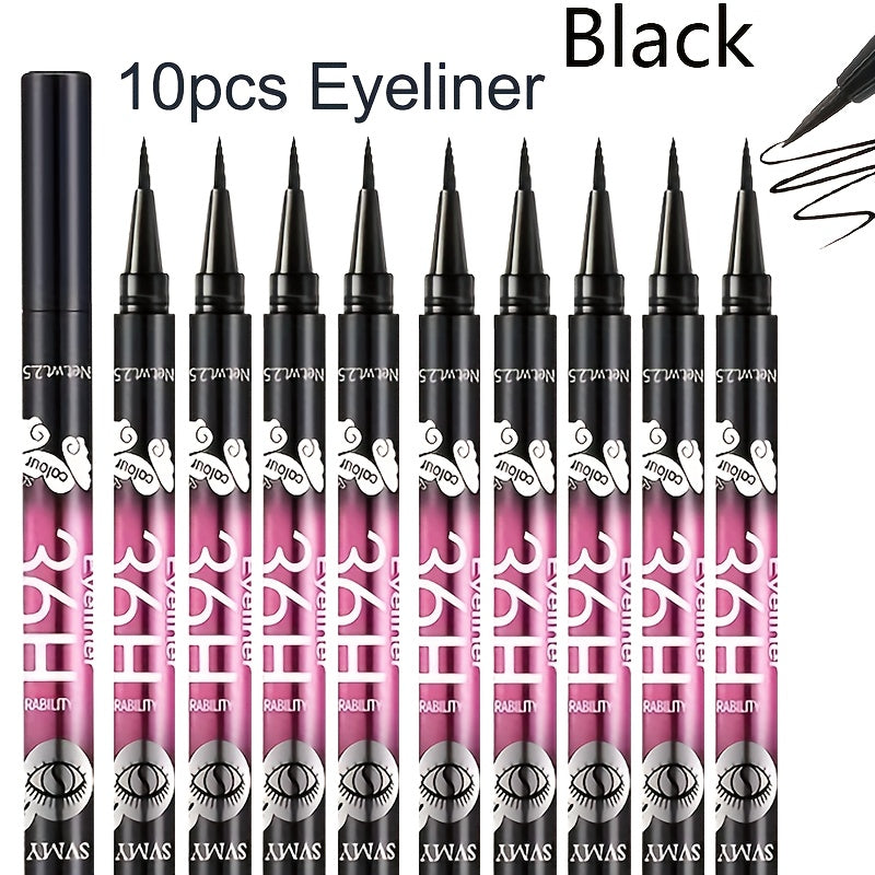 5/10pcs Black waterproof and sweat-proof eyeliner pencil set  long-lasting and non-smudging beginners perfect gift for beginners