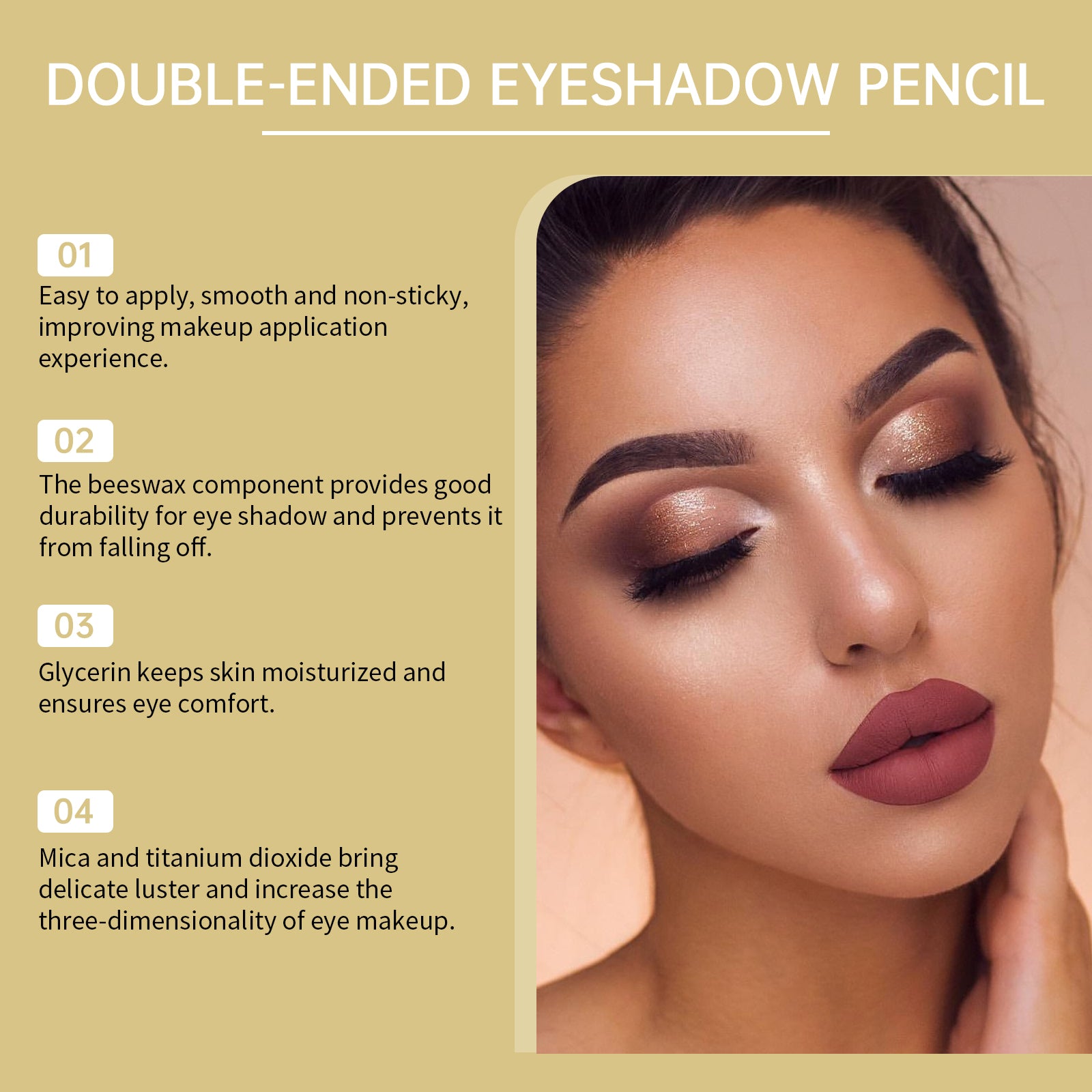 Double Head Eyeshadow Pencil Lasting Eye Makeup Non-sticky Smoothing Shiny Enhance Color Good Cover Eyeshadow