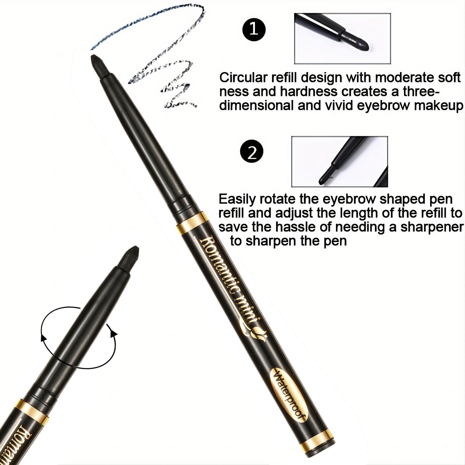 10PCS Black Eyeliner Pencils - Waterproof Smudge-Proof Sweatproof Long-Lasting Gel Liner with Easy Twist-Up Application