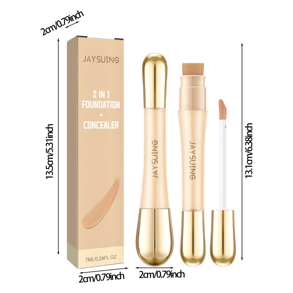 7ml 2in1 Concealer Foundation Makeup Pen Dark Circle Cover Blemish Long-Lasting Concealing Face Brightening Contouring
