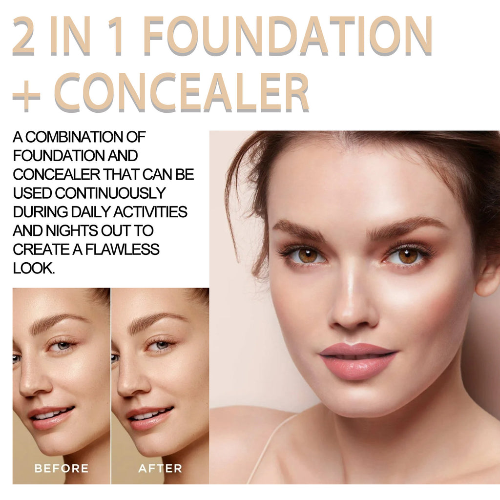 7ml 2in1 Concealer Foundation Makeup Pen Dark Circle Cover Blemish Long-Lasting Concealing Face Brightening Contouring