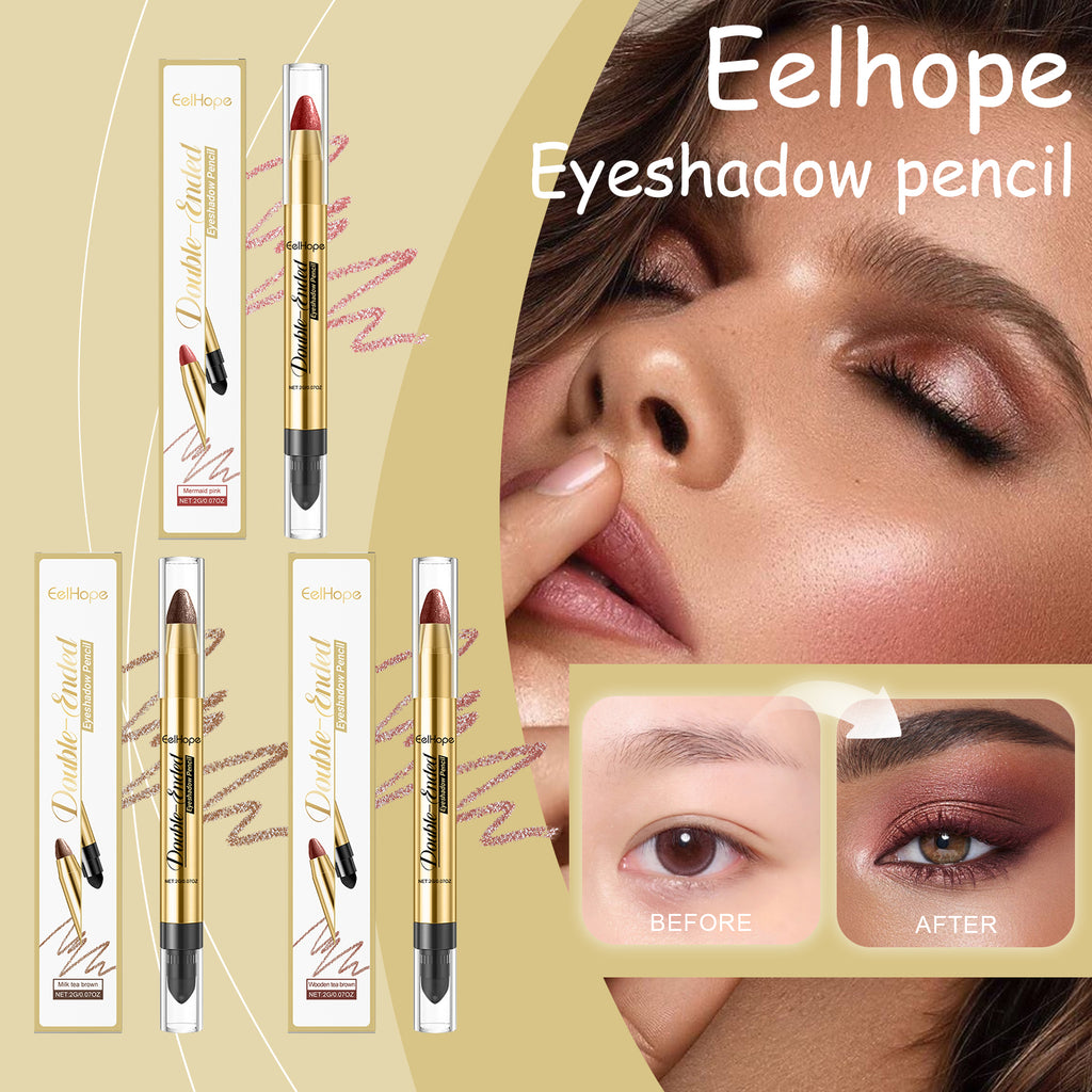 Double Head Eyeshadow Pencil Lasting Eye Makeup Non-sticky Smoothing Shiny Enhance Color Good Cover Eyeshadow