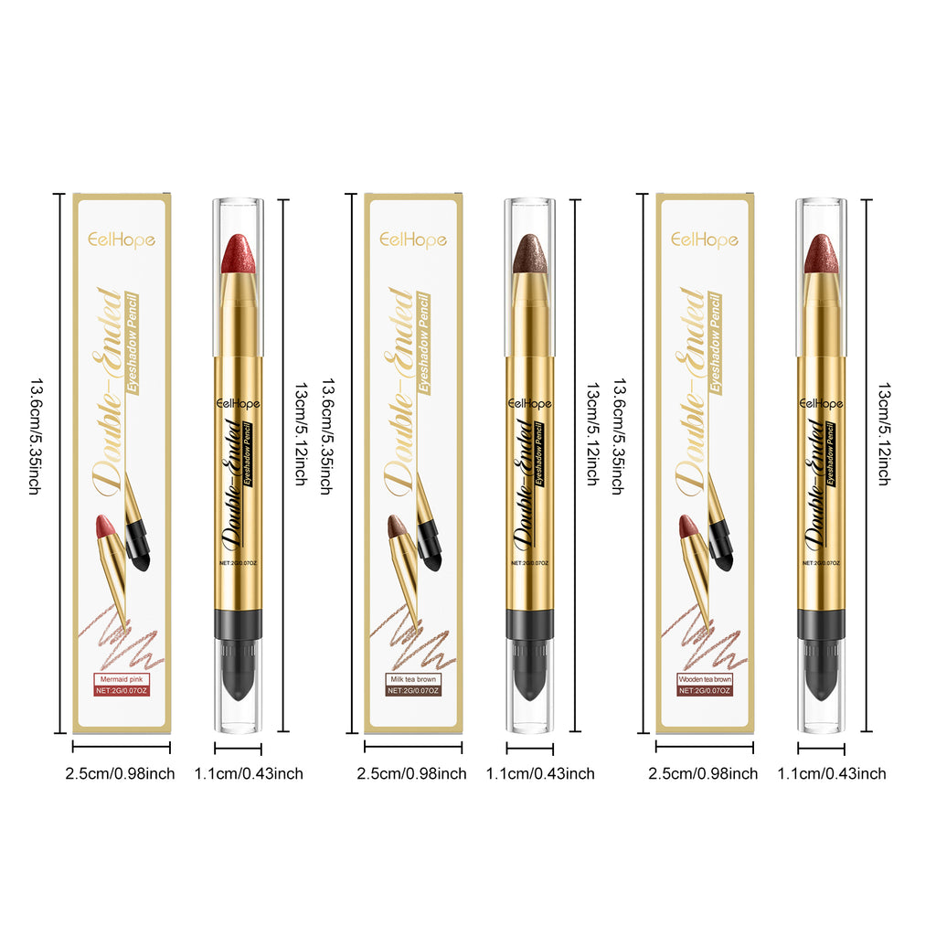 Double Head Eyeshadow Pencil Lasting Eye Makeup Non-sticky Smoothing Shiny Enhance Color Good Cover Eyeshadow