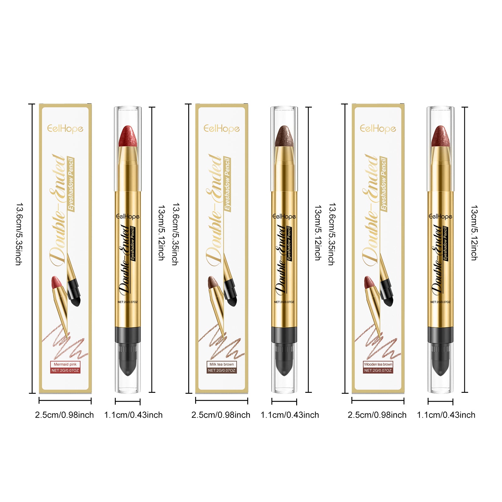 Double Head Eyeshadow Pencil Lasting Eye Makeup Non-sticky Smoothing Shiny Enhance Color Good Cover Eyeshadow