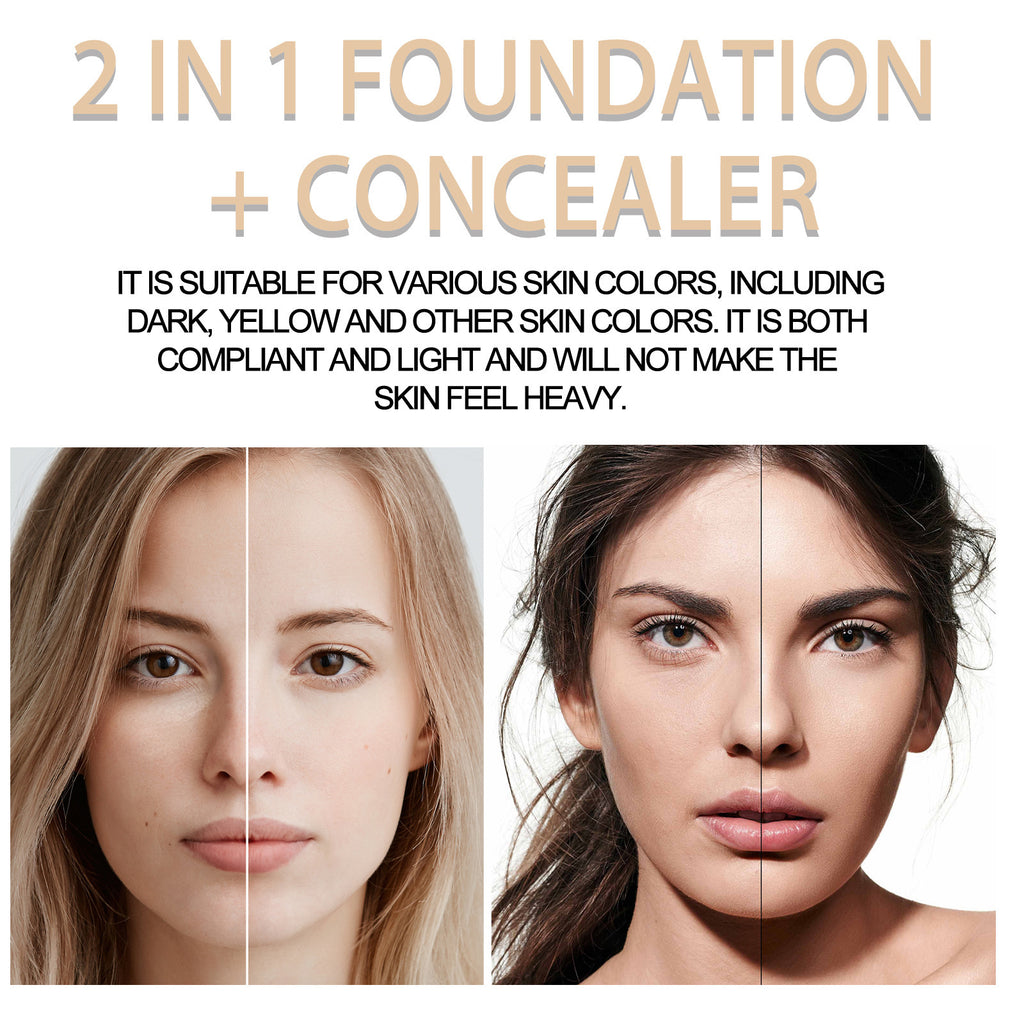 7ml 2in1 Concealer Foundation Makeup Pen Dark Circle Cover Blemish Long-Lasting Concealing Face Brightening Contouring