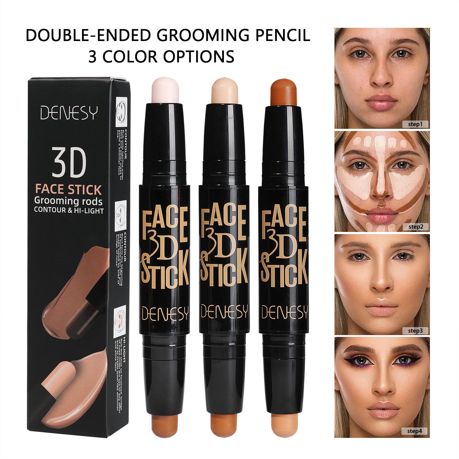 Matte Styling Stick Dark Brown Double Head Outline Pen Long Lasting High Color Dual Use Non Fading