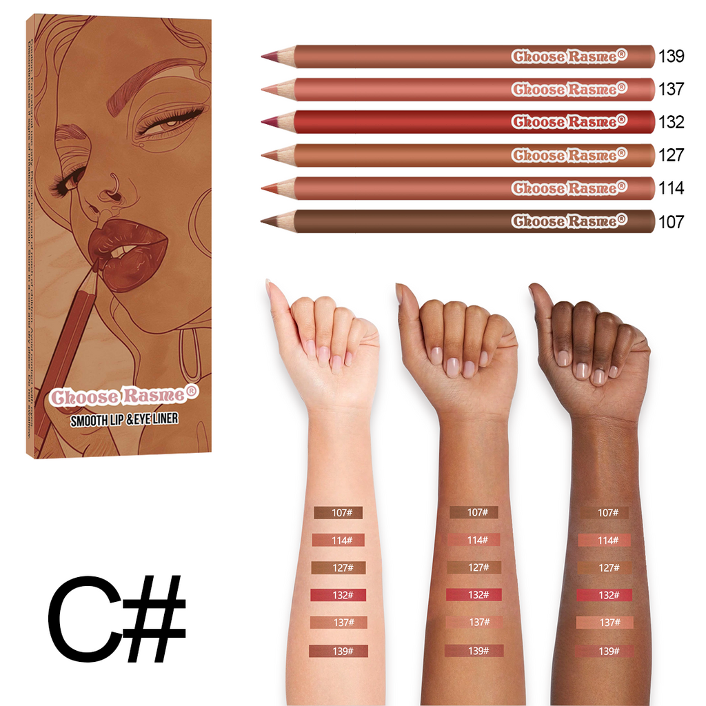 6pcs Lip Liner Pen 6 Colors Waterproof And Sweat-proof Not Easy To Fade Non-stick Cup Nude Lipstick Pencil SET