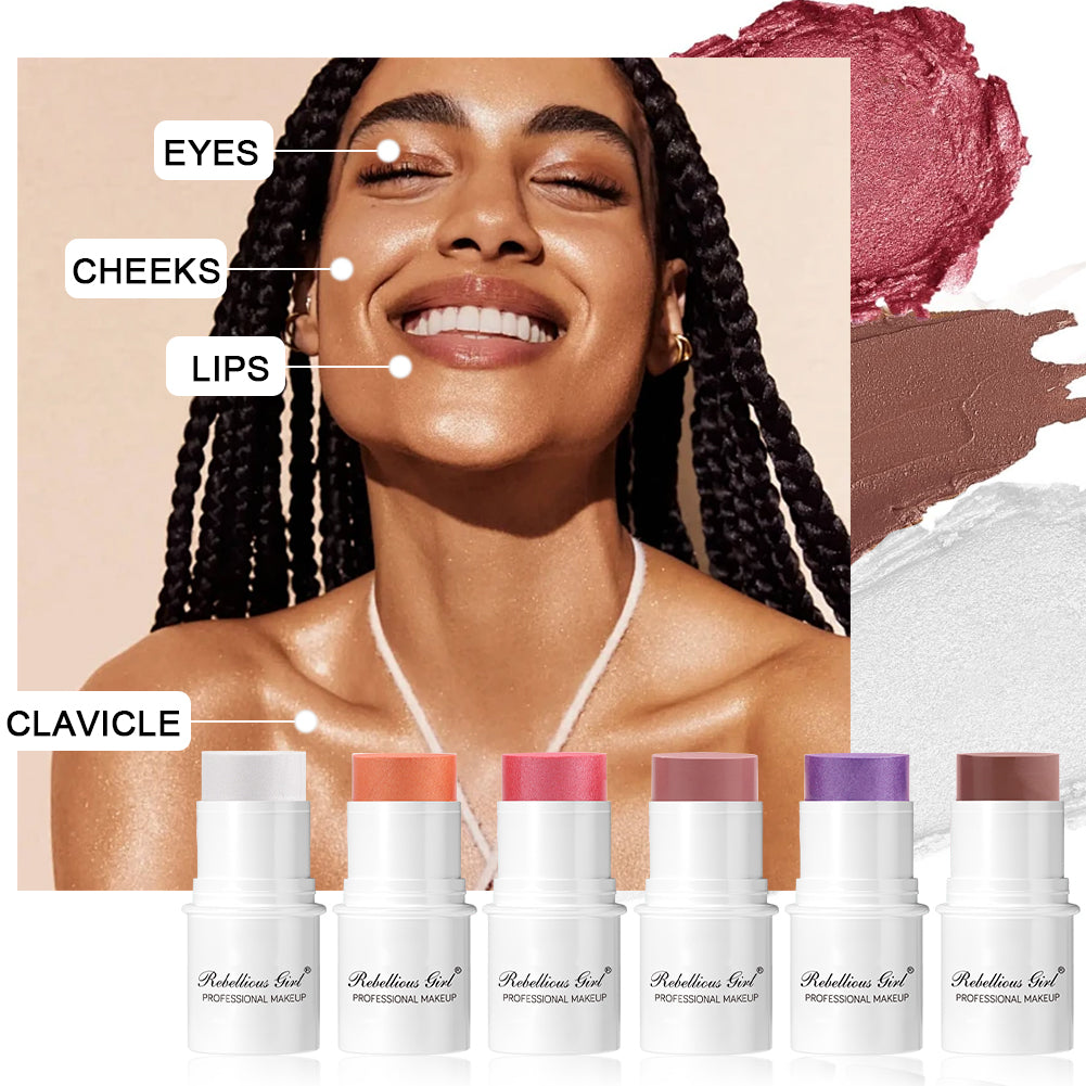 Lazy highlighter  sun-bleached rouge  pearlescent blush   blush stick  ingle-color matte blush  easy to color  durable and waterproof