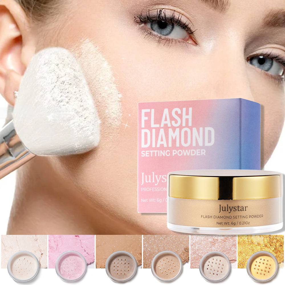Lasting Oil Control Loose Powder Semi-Clear Glitter Diamond Finish Lightweight Breathable Concealer Setting Makeup Powder