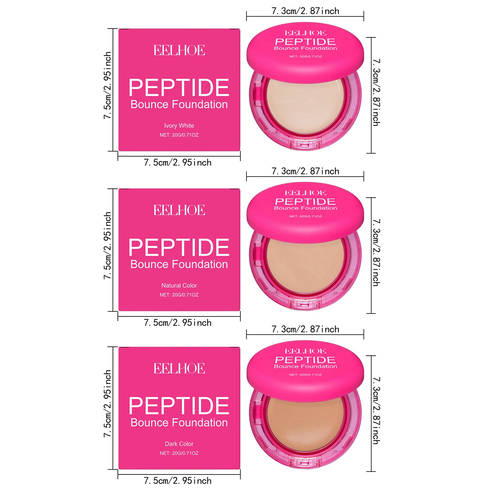 Peptide Bounce Balm Foundation Lasting Full Coverage Concealer Covers Spot Blemishes Brightening Oil Control Makeup Base Cream