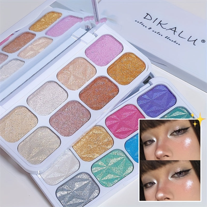 8-Color Glitter Eyeshadow Palette Diamond Shimmer Polarized Eye Makeup 3D Effect High Pigment Long-Lasting  Waterproof