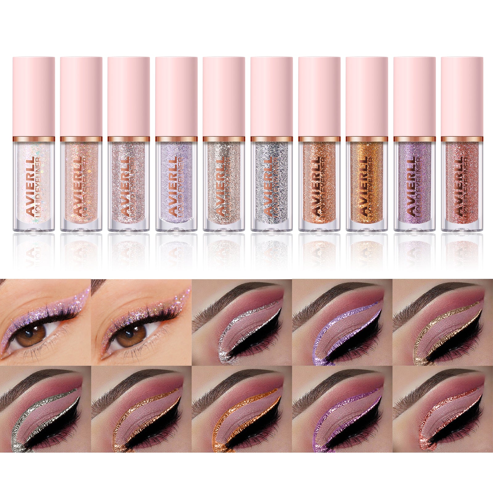 Glitter Liquid Eyeliner Pen - Long-Lasting  Smudge-Proof  Waterproof  Fast-Drying Easy-to-Use Eye Makeup with Golden Colour