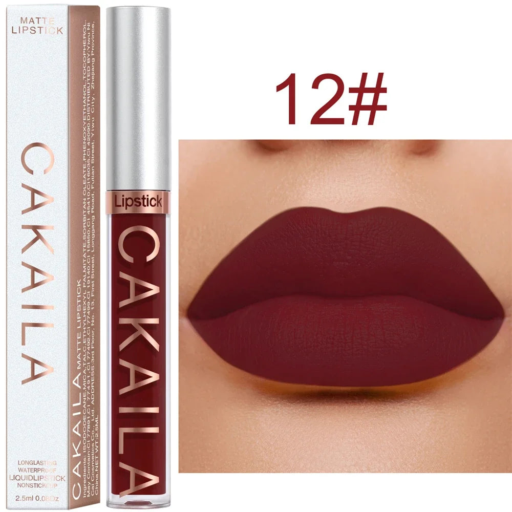 Matte Velvet Lip Glaze Waterproof Long Lasting Not EasyTo Fade Lip Gloss Silky Smooth Lipstick Makeup Sexy Women Lip 