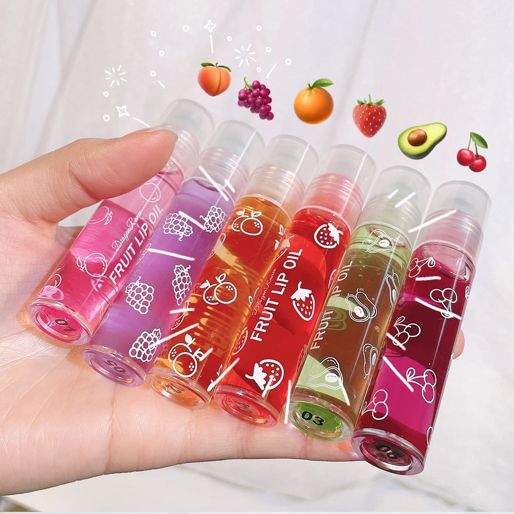 6 Colors Roll-on Fruit Essence Lip Balm Lip Oil Lip Moisturizing Mirror Primer Lip Lipstick Hydrating random Gloss Transparent