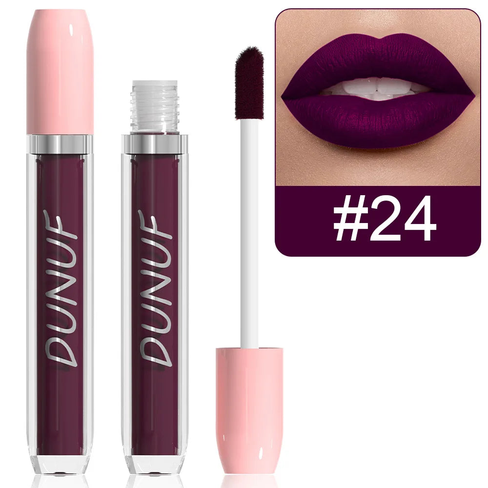 25 Color Velvet Matte Lip   Lipstick Liquid Waterproof Sexy Red Matte Lip Glaze Non-Stick  Makeup Not Easy To Fade Lip Gloss