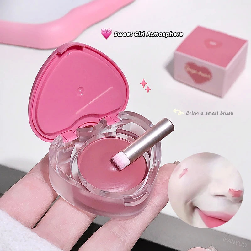 Heart-shaped Blush Cream Lip Cheek Dual-purpose Lip Mud Long-Lasting Tender Look Uplifting Color Matte Monochrome Blusher Cream