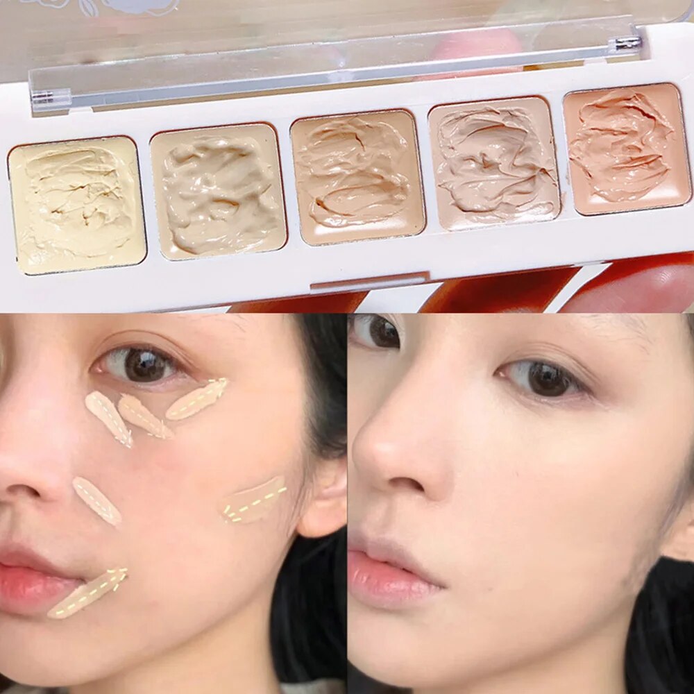 5 Colors Corrector Palette Color Correcting Concealer Palett Face Contouring Highlighter Conceals Dark Circles Blemishes
