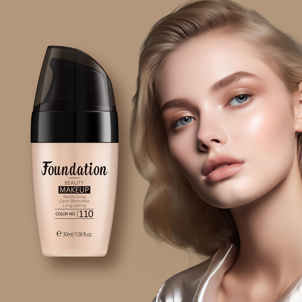 Oil Free Liquid Foundation Natural Matte Finish Concealer Waterproof Long Lasting Base Makeup for Flawless Skin
