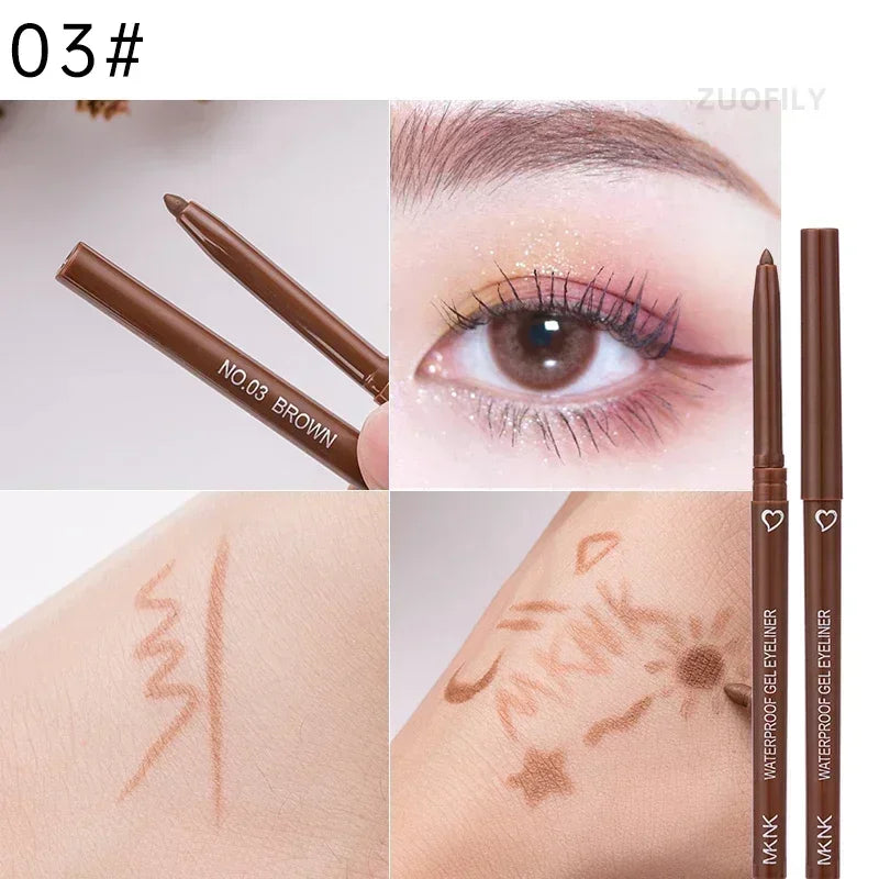 Waterproof Black Brown Eyeliner Pencils Smudge-Proof Long Lasting Easy To Wear Eye Liner Gel Matte Quick Drying Eyeliner Pen