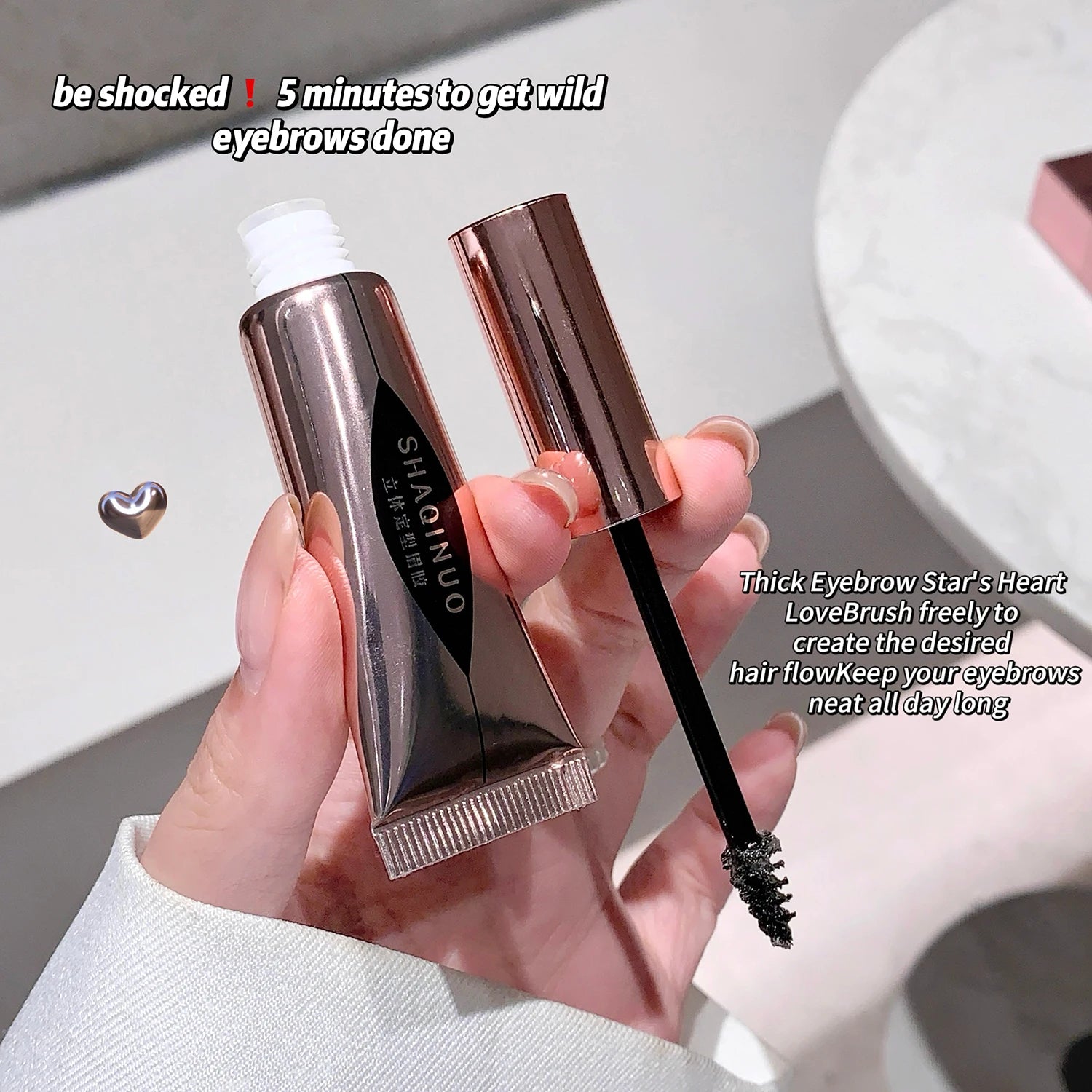 Eyebrow Styling Gel Easy to Shape & Long-Lasting Hold, Small Brush for Effortless Application, Naturally Colored for Al