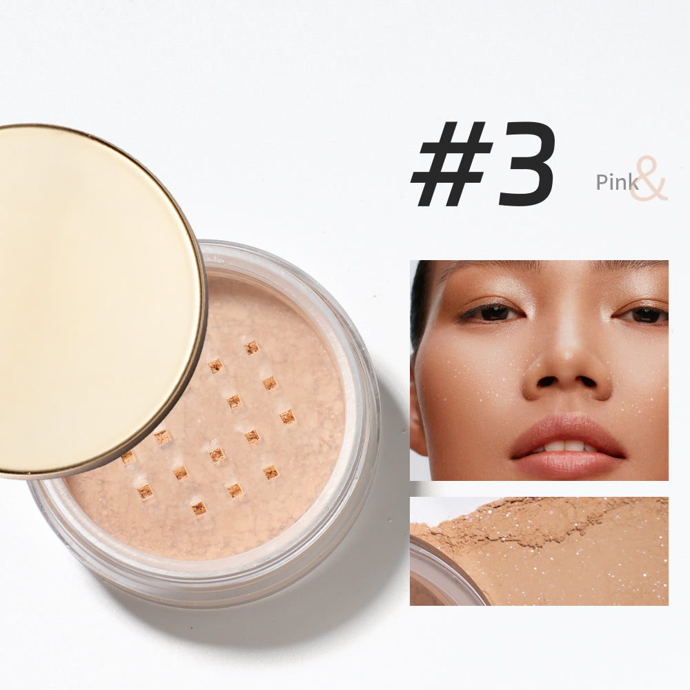 Lasting Oil Control Loose Powder Semi-Clear Glitter Diamond Finish Lightweight Breathable Concealer Setting Makeup Powder