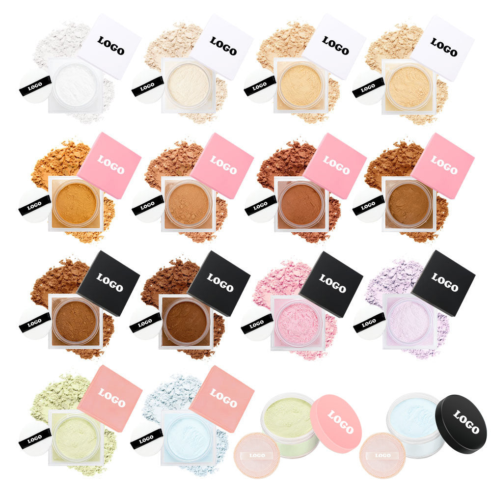 Loose Setting Powder Face Makeup Foundation Vegan Cosmetics Natural Pink Package Matte Compact Powder Loose Setting Powder Face Makeup Foundation Vegan Cosmetics Natural Pink Package Matte Compact Powder Custom Logo