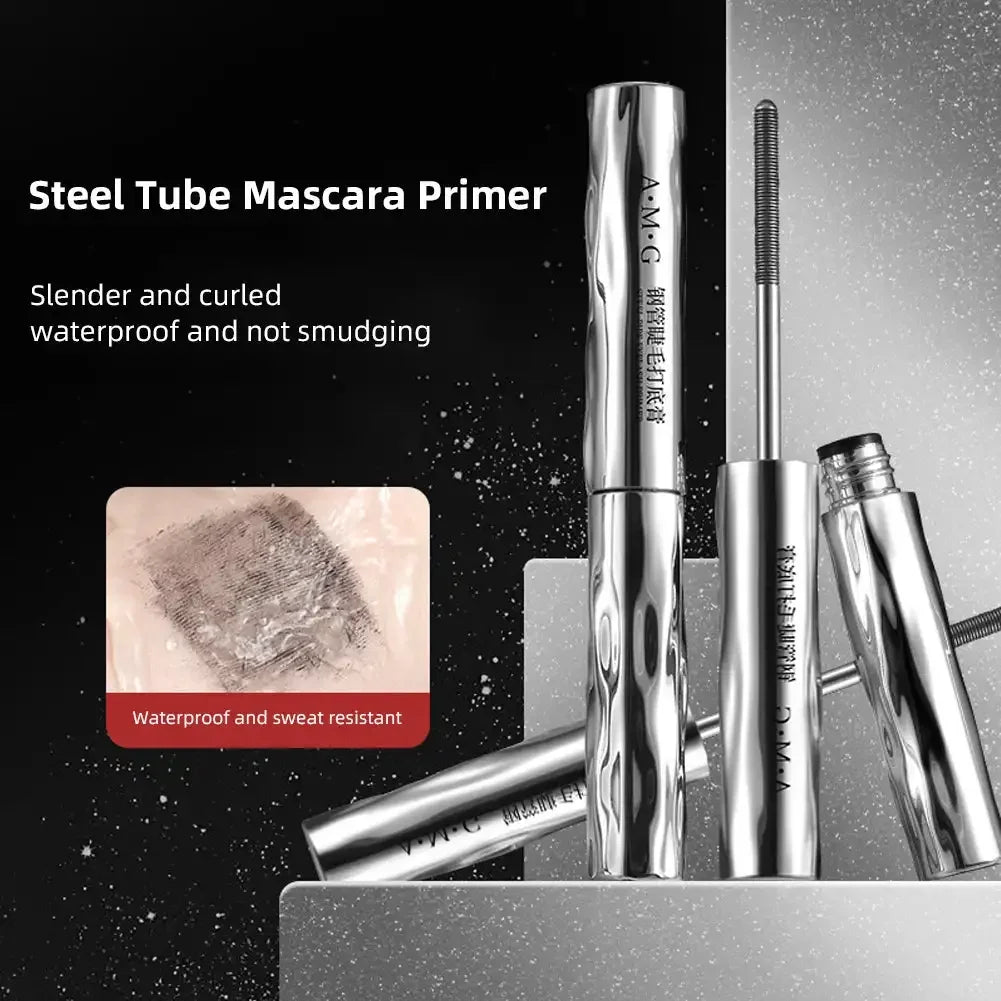 Eyelash Primer Mini Steel Tube Mascara Natural Black 3D Silk Fiber Eyelash Primer Non Smudging Long-lasting Eyelash Long-lasting
