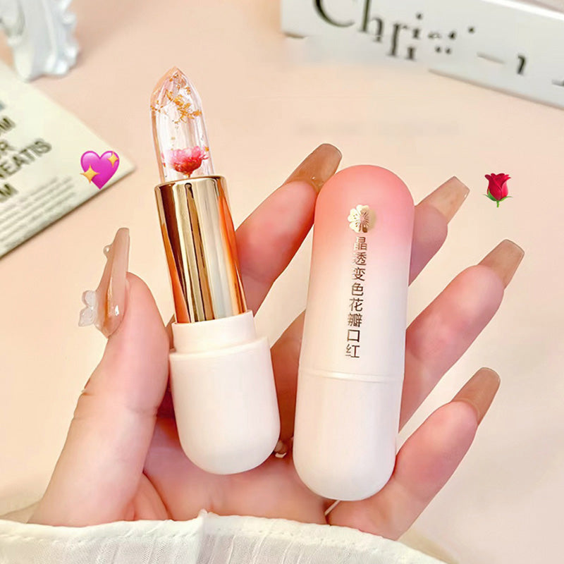 Blue Rose Petal Lip Balm Color-changing Jelly Lipstick Hydrating Non-Sticky Crystal Flower Lip Stain Makeup Skin Care