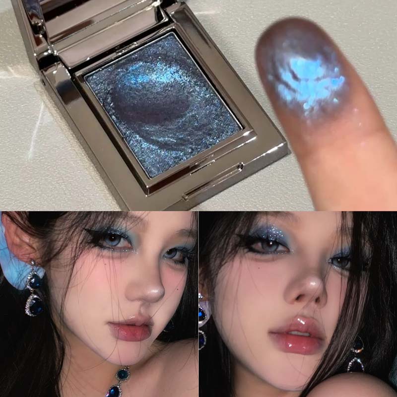 Metallic Glitter Eyeshadow Cream Sparkling Mousse Shimmer Highlighter Pressed Pigments Ice Purple Pearlescent Eyeshadow