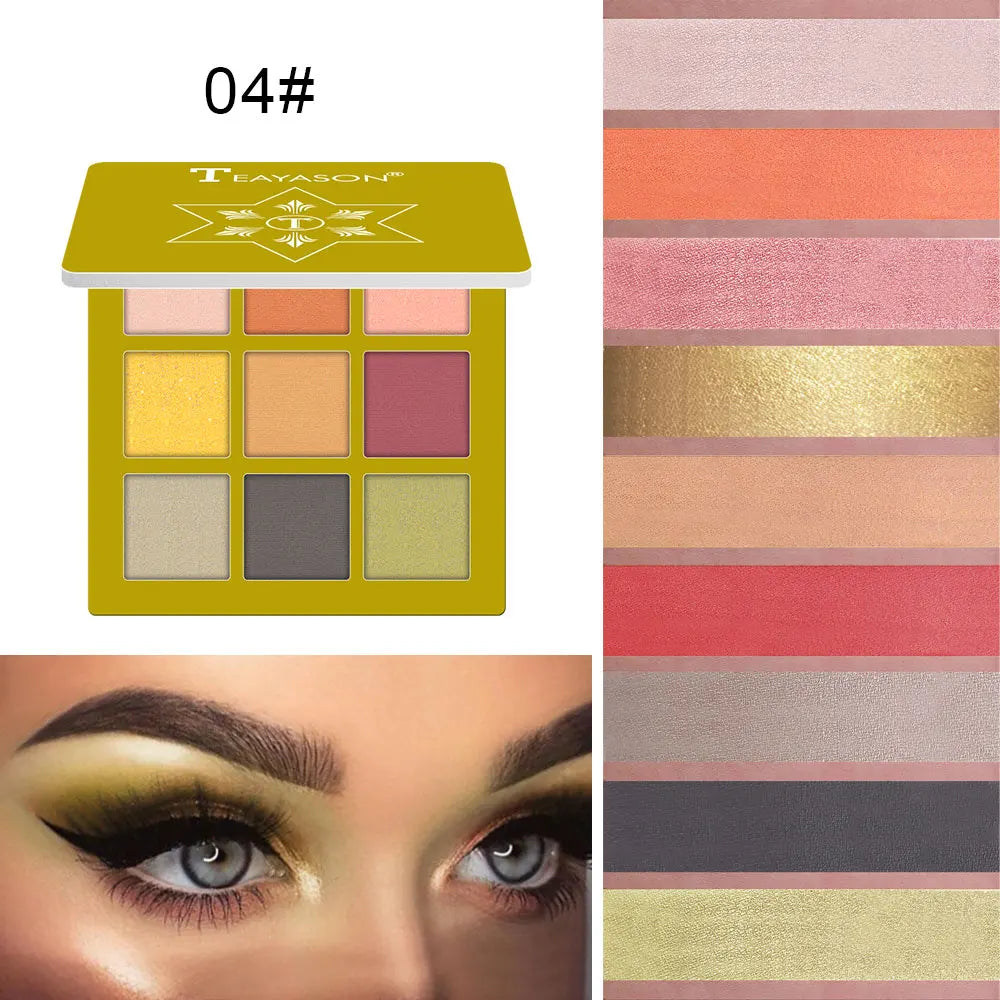 9 Colors Nude Eyeshadow Powder Makeup Palette Matte Shimmer Eye Pigmented Powder Make Up Warm Earth Color Eyeshadow