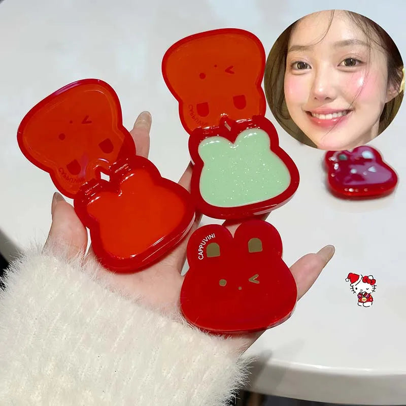 Cute Rabbit Water Gloss Cheek Cream Monochrome Blush Paste Mud Pink Tint Brighten Cheek Contour Rouge Waterproof Makeup Blusher