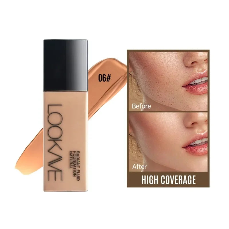 Full Cover Matte Foundation Lasting Moisturizing Brighten Concealer Liquid Foundation Waterproof  Base Makeup Cosmetics