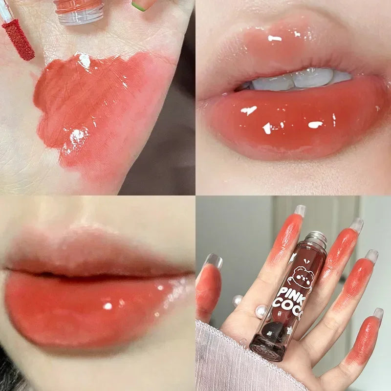 Moisturizing Mirror Lip Glaze Dark Red Brown Non Greasy Water Light Lip Gloss Long-Lasting Non-stick Cup Lightly Liquid Lipstick