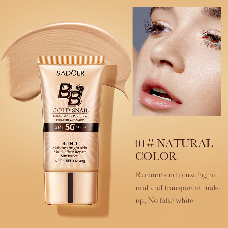 Gold Snail Sunscreen BB Cream Foundation Concealer Moisturizing Isolation Cream SPF50+PA+++ 40g